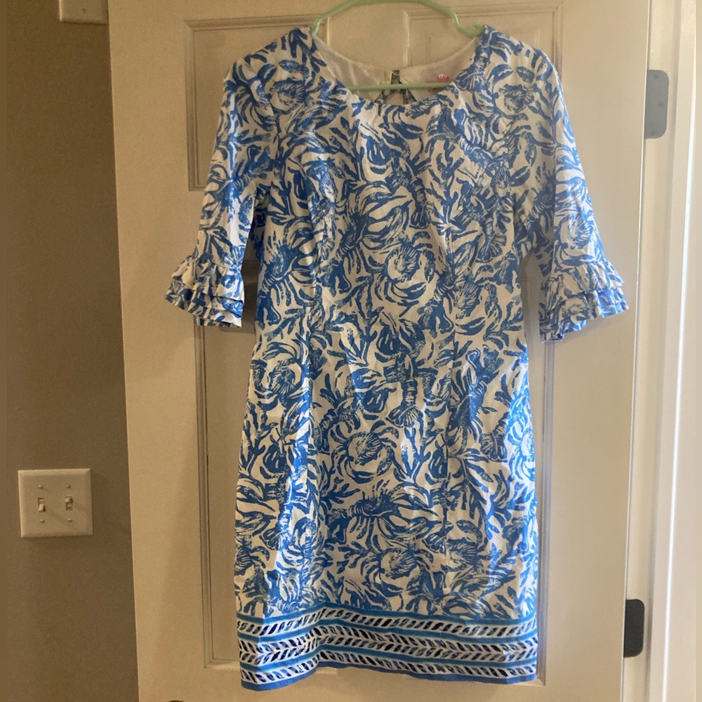 Lilly Pulitzer Blue and White Lobster Print Dress